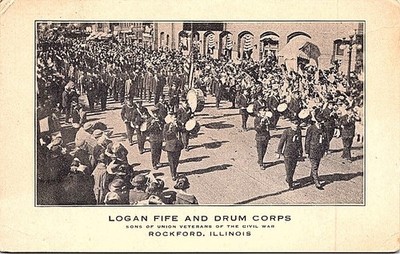 Vintage Postcard Logan Fife and Drum Corps Sons of Union Veterans Rockford IL Y4
