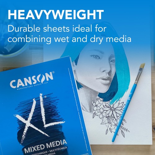 Canson XL Series Mixed Media Pad, Side Wire, 9x12 inches, 60 Sheets – Heavywe... - Picture 2 of 6
