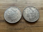 US Morgan Silver Dollars 2 coins circulated details Pre 1904 Lot F5