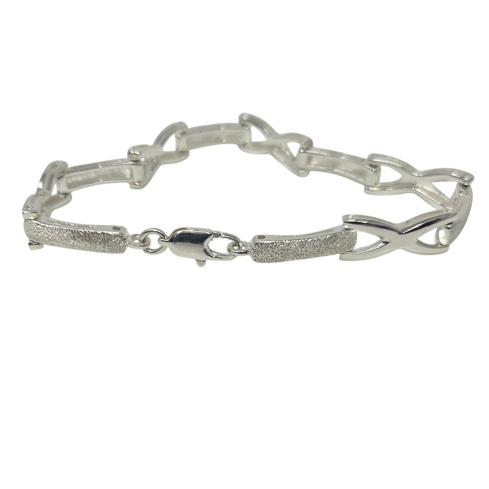 Sterling Silver Bracelet Interlocking X Link Chai… - image 7