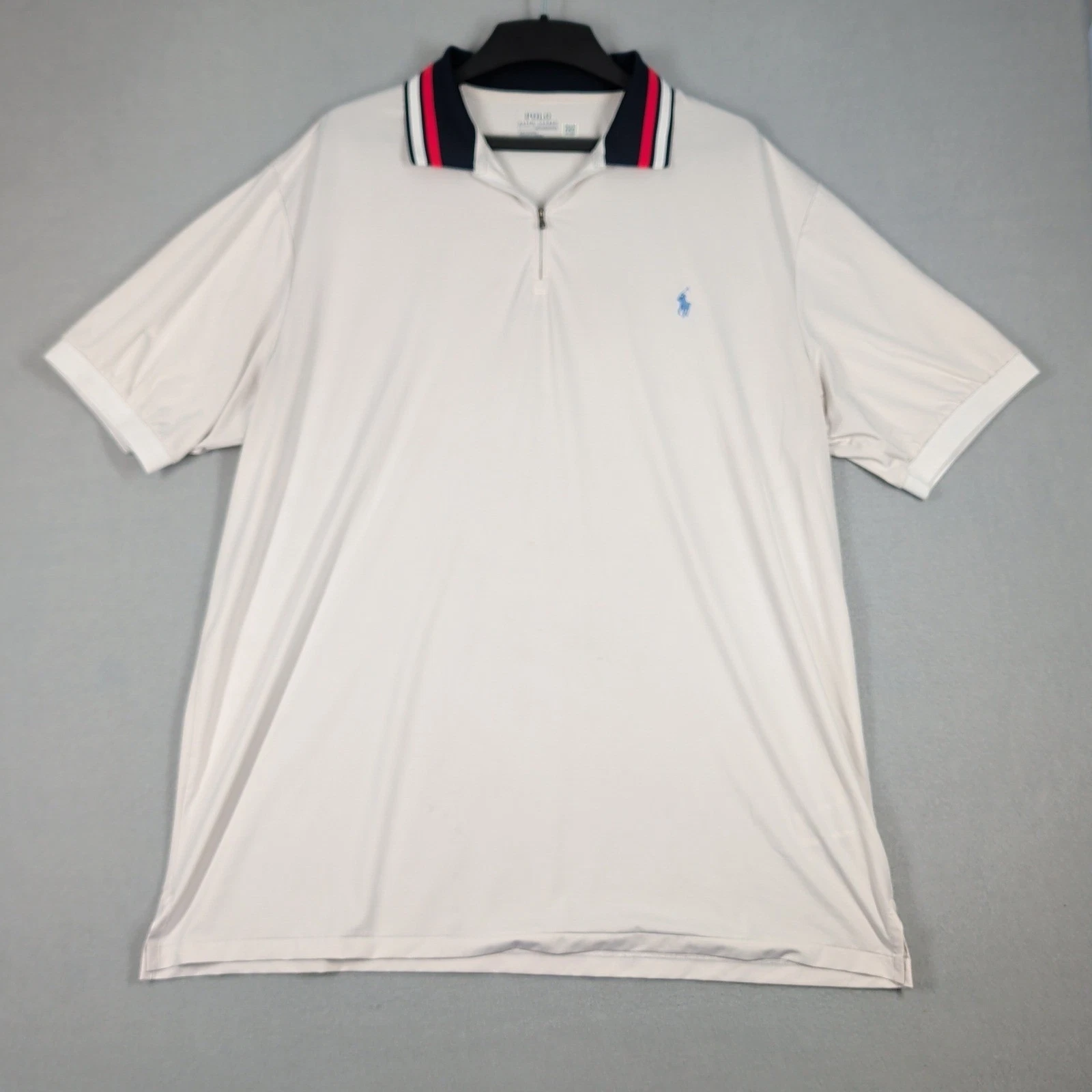 Polo Ralph Lauren Polo Mens 2LT White Performance Quarter Zip Stripe Golf Shirt