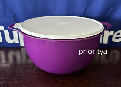 Tupperware Mega Thatsa Mixing Serving 42 Cup Bowl Amethyst and White Lid New