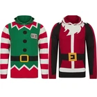 Christmas Men’s Hoodies Novelty Hooded xmas Jumper Elf and Santa Claus Print Pat