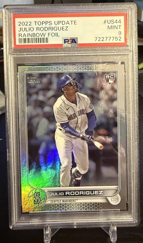 2022 Topps Update Series - Julio Rodriguez #US44 Rainbow Foil (RC) PSA 9