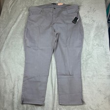 NYDJ Pants Women 26 (Fits 46x28) Curves 360 Slim Straight Ankle Grey Stretch