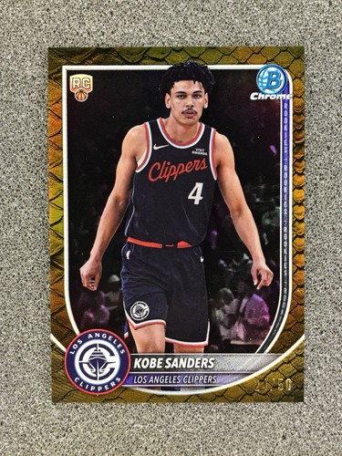 2025-26 Topps Bowman Chrome Kobe Sanders RC Reptilian Gold Refractor /50