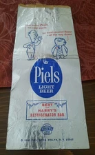 Vintage 1960 PIELS LIGHT BEER BERT & HARRY'S Quart Refrigerator Bag Brooklyn, NY