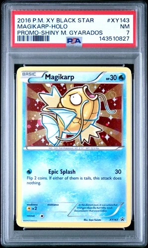 2016 POKEMON XY BLACK STAR PROMO SHINY MEGA GYARADOS #XY143 MAGIKARP-HOLO PSA 7