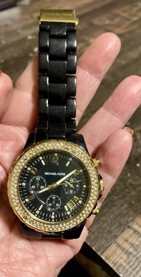 Authentic Michael Kors Chronograph Quartz Crystal Black Dial Ladies Watch