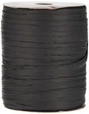 Offray Matte Black Raffia Ribbon, 1/4'' Wide, 100 Yards, 7MM