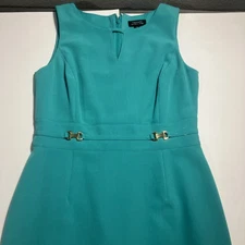 Tahari Arthur S Levine Turquoise Green Pencil Dress Size 8 Knee Length