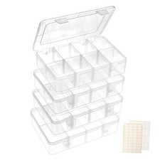 Bead Organizer Box 4 Pack 8 Grid Plastic Tackle Box Storage Dividers 4pcs