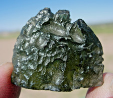 51.4 carats 38x25x10mm MOLDAVITE from Czech Republic Meteorite impact with a COA