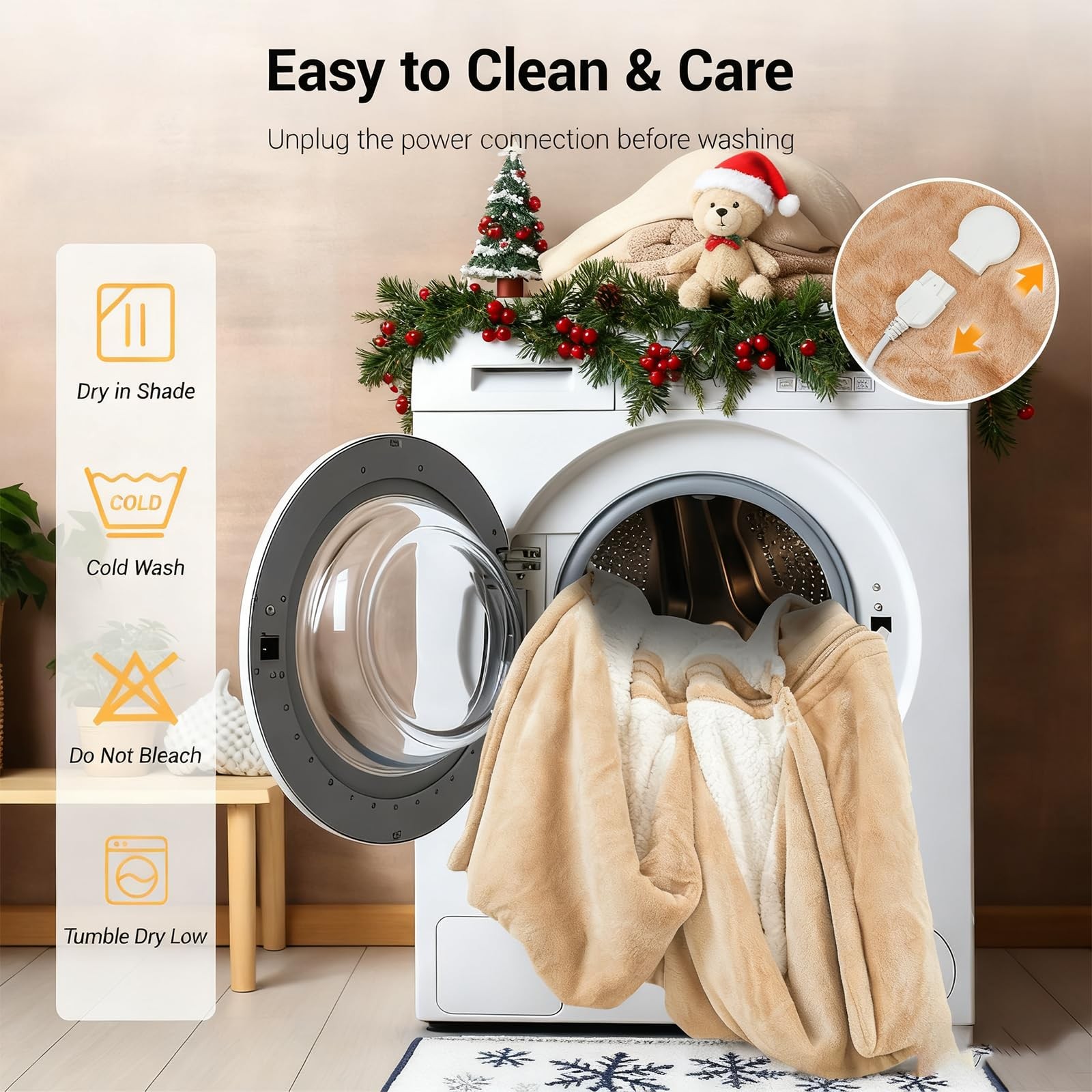 Electric Snuggle Blanket Wearable Heating Blanket with Removable FootPocket,H...