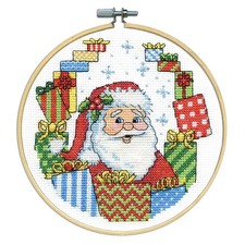 Counted Cross Stitch Kit  Design Works Santa with Presents w/6" Hoop DW7188