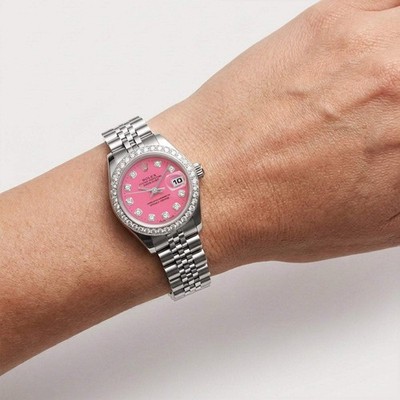 Rolex Datejust 69174 26mm Pink Diamond Dial Steel Gold Women's