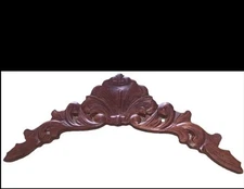 VTG French Country Rocco Shell Swirl Carved Wood Wall Hanging Decor 8.75”T  19”L