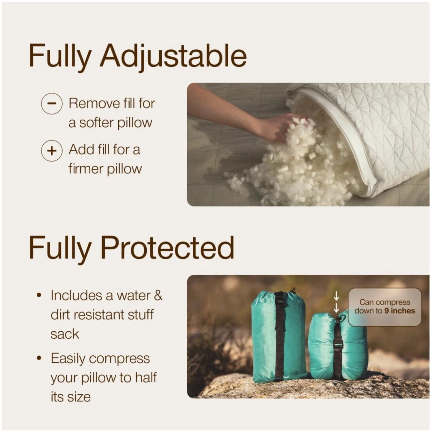 Waterproof Inflatable Camping Pillow with Built-in Stuff Sack