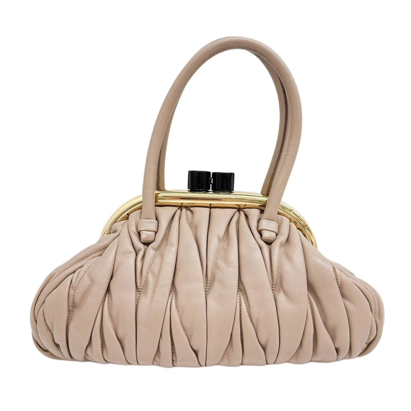 Miu Miu — MIU MIU Belle Matelasse Beige Leather Two Way Bag