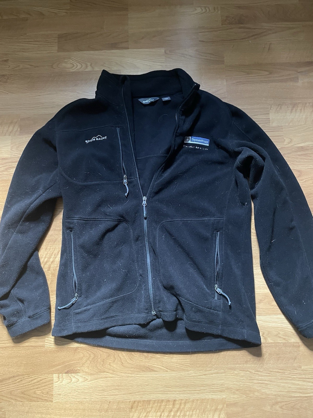 Eddie Bauer Men's Black Full Zip Jacket Logo Stand-Up Collar Pockets Size L
