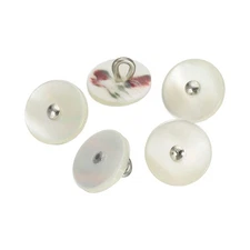 5Pcs Natural Shell Button, 11.5mm Flat Shell Shank Buttons, Mixed Beige/Silver