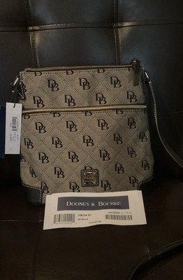 Dooney & Bourke Logo Crossbody Zip Bag Tan/Black w/Cross-Body Strap Pockets