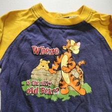 Vintage Winnie The Pooh 24 Mos 1pc Long Sleeve Fall Romper Navy "Silly Old Bear"