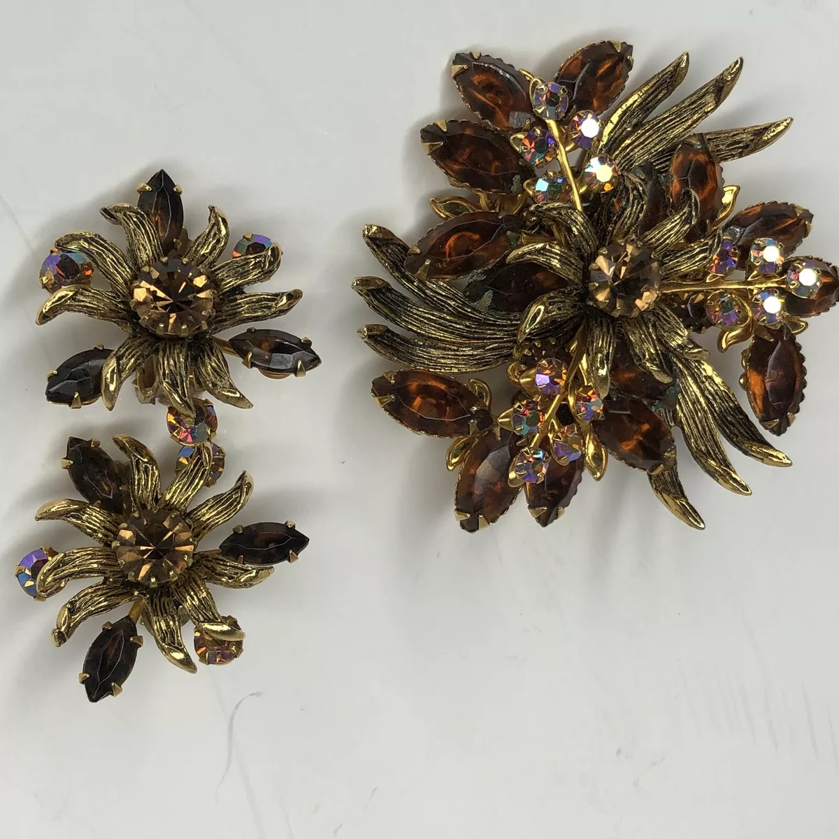 Vintage brooch and earring cheap sets