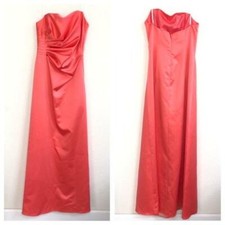 Cache Women's Strapless Pleated Ruched Maxi Dress Satin size 10 Formal Gown BE