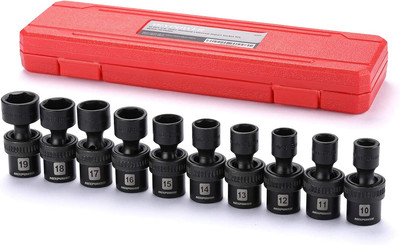 10-Piece 3/8'' Drive Shallow Universal Impact Socket Set, Metric