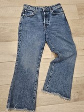 We The Free By Free People High Rise Crop Flare Jeans Raw Hem Size 27