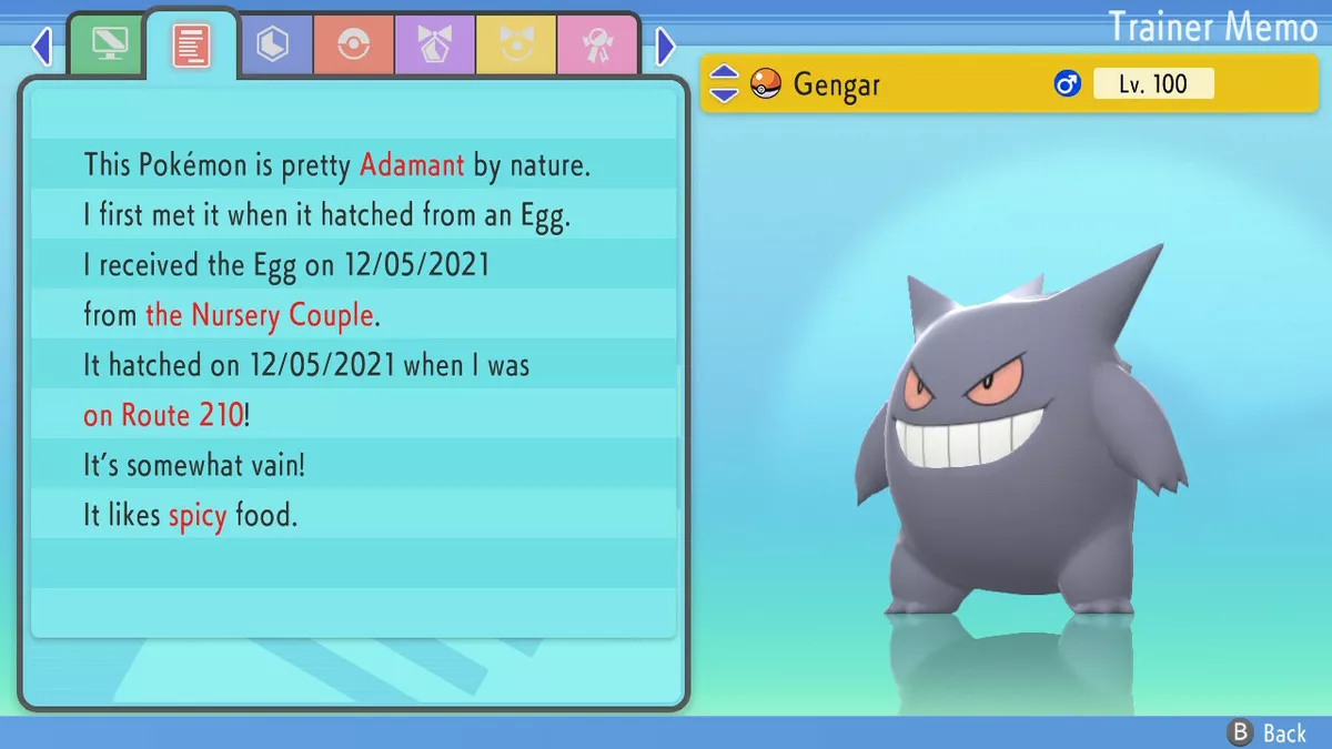 Shiny Gengar / Pokémon Brilliant Diamond and Shining Pearl / 6IV