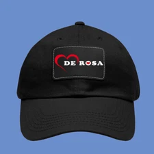 De Rosa Italian Bicycle Black Dad Hat with Leather Patch Adjustable size