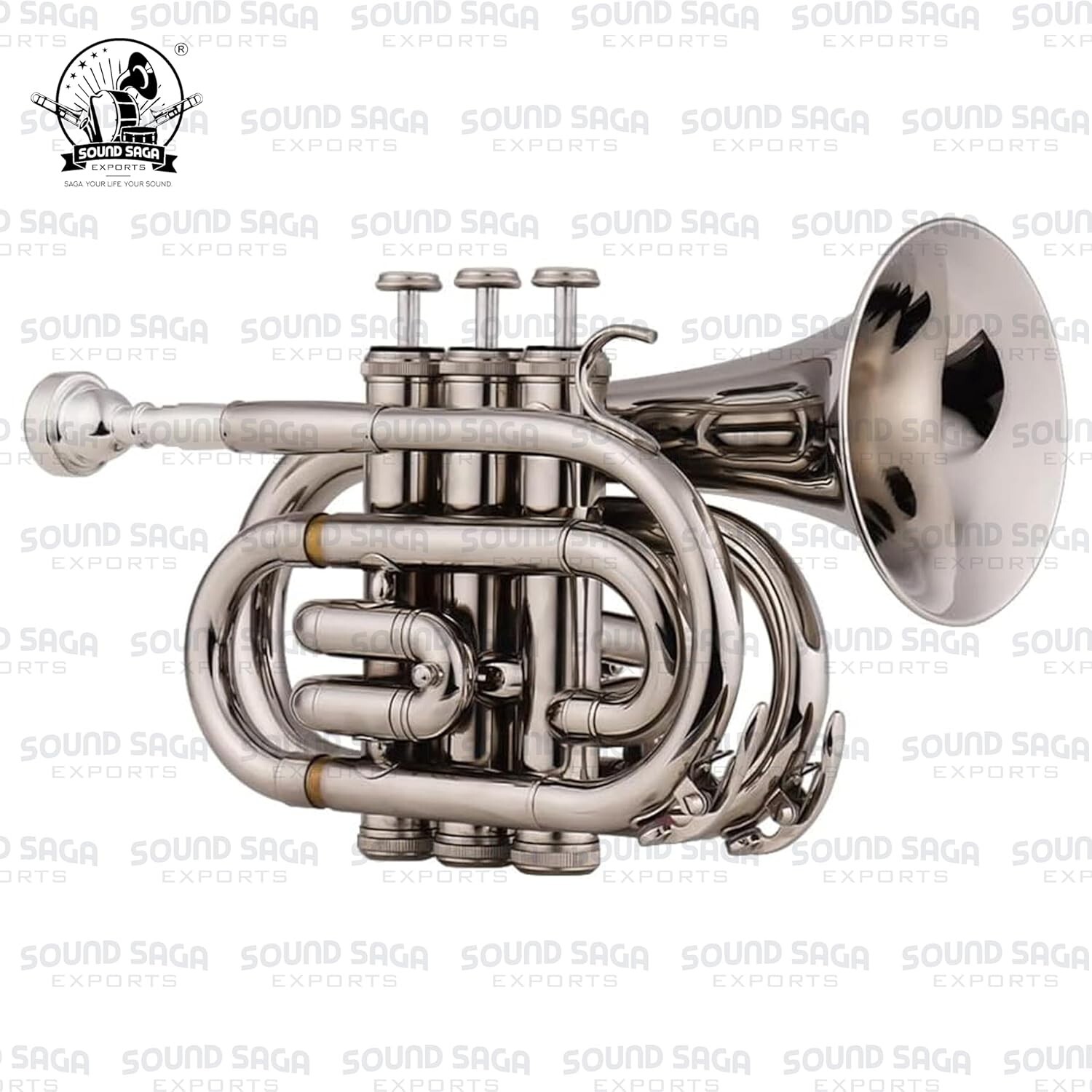 Vintage Brass Nickel Finish Pocket Trumpet For Beginner Gift