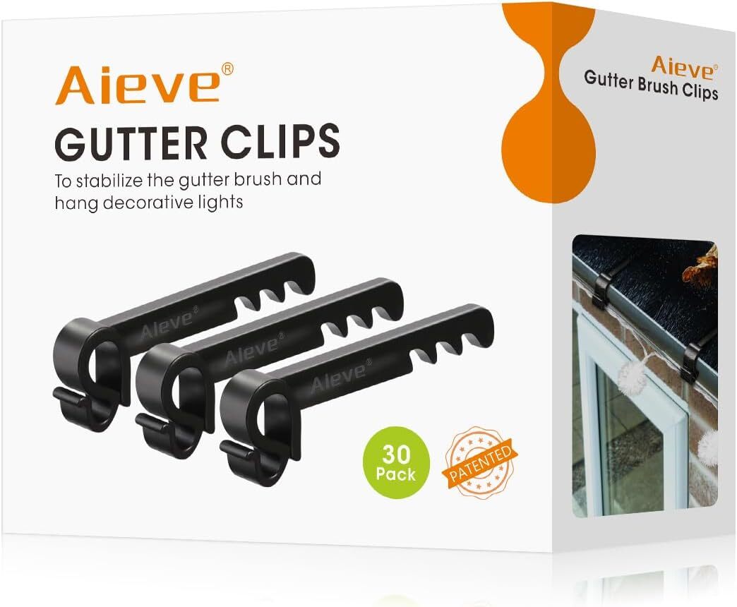 Aieve 30 Pack Gutter Brush Clips, Gutter Guard Clips, Gutter Brush Leaf Guard in