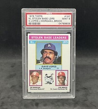 1976 Topps NL Stolen Base Leaders Lopes/Morgan/Brock #197 Card  Psa 9 Mint!!!!