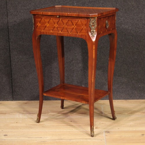 Side table inlaid wood furniture French antique style Napoleon III 20th century - Picture 7 of 12