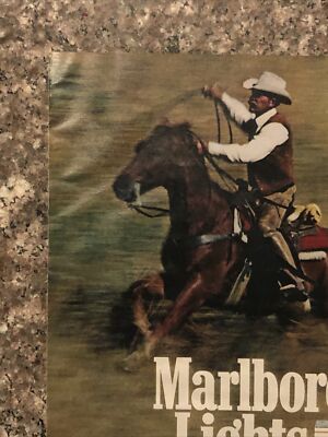 PRINT AD 1983 Marlboro Lights Cowboy Horse Roundup Spirit In Low