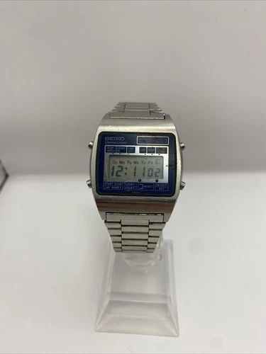 Rare Seiko M929-4000 Chronograph Vintage Digital Mens Watch Japan Blue