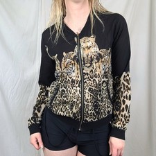 Vintage Cherry Koko Sheer Lightweight Tiger Print Jacket Rave Festival Edgy S