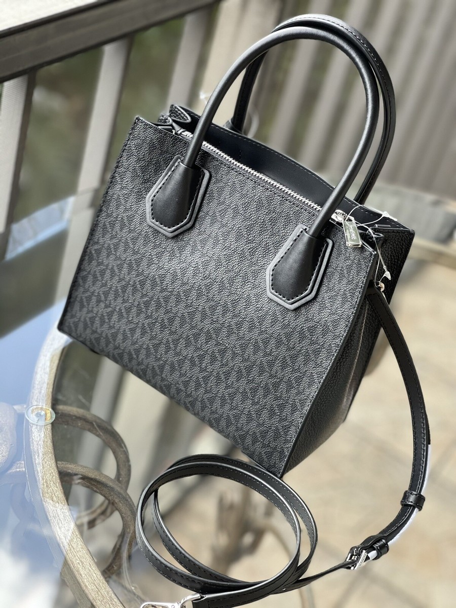 Michael Kors Mercer Leather Signature Black Messenger Bag Michael Kors Mercer Leather Signature Black Messenger Bag