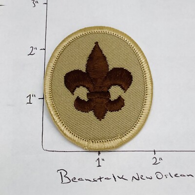 NEW  Boy Scouts Tan Fleur De Lis SCOUT RANK 2'' Embroidered Merit Badge BSA Patch