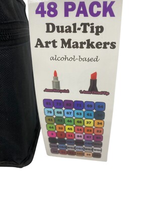 48 pk. Dual Tip Art Markers Set assorted colors with zip case | eBay