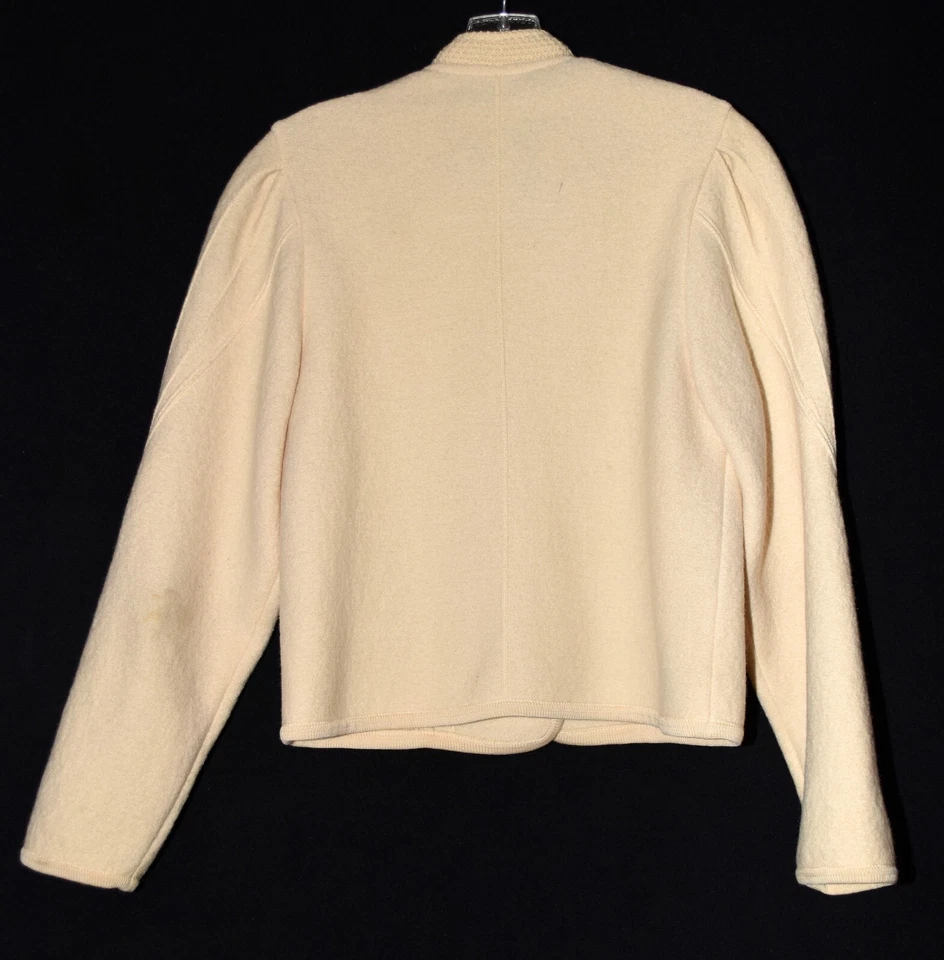 Vintage Geiger Ivory Boiled Wool Embroidered Jacket Size 38 Made in Austria - Image 3 of 4