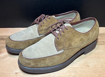 Vintage Hush Puppies Suede Womens Size 6.5 Brown Tan Cream Oxford Loafers Shoes