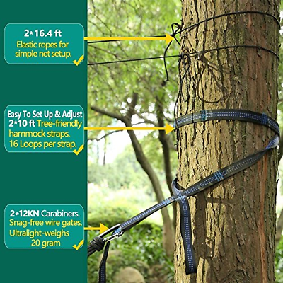 Single & Double Camping Hammock with Mosquito/Bug Net, 10ft