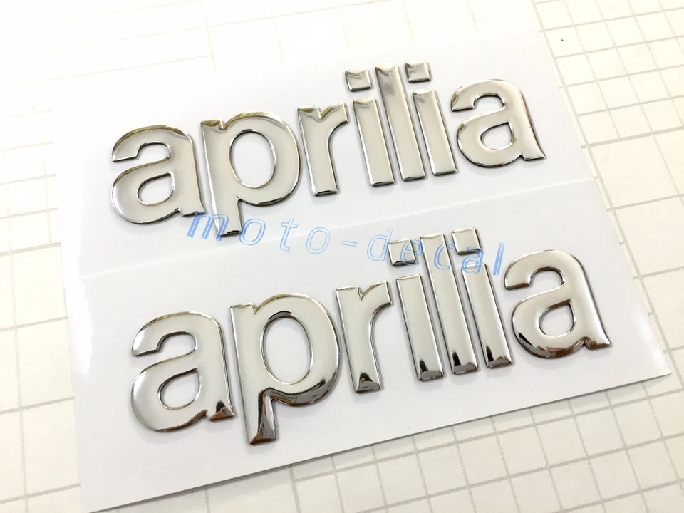 Pegatina con emblema cromado 3D elevada para Aprilia RS250 RSV1000 SMV750 calcomanía plateada Foto 2 de 4