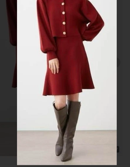 SNIDEL Mujer Falda Pull On Cintura Elástica Negro Suéter Tejido Talla Única Foto 2 de 4