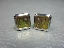 Contemporary Fleur de Lis Yellow and White Gold Plated Cuff Links