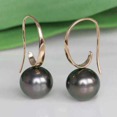 huge 16MM Peacock Blue Shell Pearl Earrings 18K Beautiful Easter